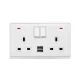 LONDON PODWÓJNE GNIAZDO 2P PRZEŁĄCZNIK PRZYCISKOWY NEON+USB BIAŁE