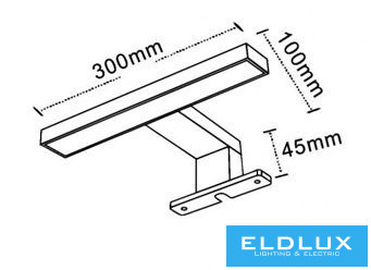 UNIVERSO Lampa do montażu na meblach 5 W 400 lm 4000 K IP44 300 x 100 x 45 mm czarna