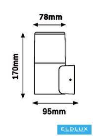 UNIVERSO Kinkiet zewnętrzny E27 Max.60w 95x78x170mm IP54 antracyt 5 lat