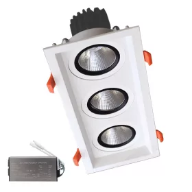   TRZYŚWIETLOWY SPOTLIGHT 3X15W 230V 3000K BIAŁY+ZESTAW AWARYJNY