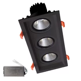   Potrójny reflektor LED 3x15 W 230 V 4000 K BL + zestaw awaryjny