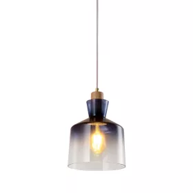 Lampa wisząca ALMA 1XE27 NIEBIESKA/DREWNO