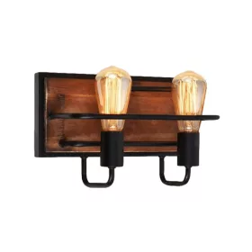 Lampa ścienna SILVIA 2XE27 CZARNA/DREWNO