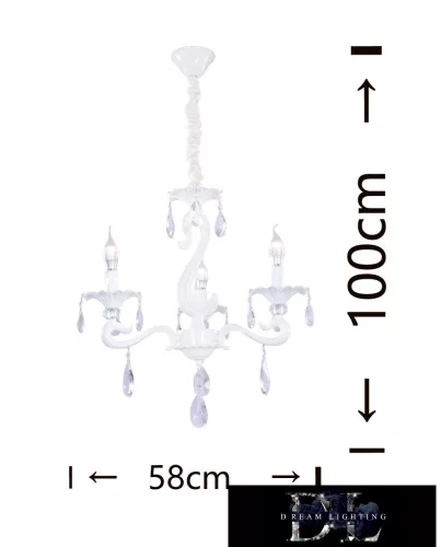 Lampa sufitowa UNIVERSO 3 ramiona 3xE14 maks. 40 W D58x100 cm biała
