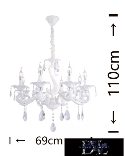 Żyrandol UNIVERSO 8 ramion 8xE14 maks. 40 W D69x110 cm biały