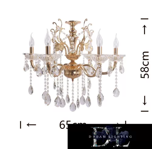 Żyrandol UNIVERSO 6 ramion 6xE14 maks. 40 W D65x58 cm złoty