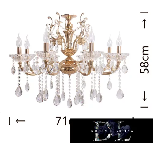 Żyrandol UNIVERSO 8 ramion 8xE14 maks. 40 W D71x58 cm złoty