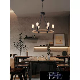   UNIVERSO Żyrandol z liny konopnej 6xE27 IP20 D600x1000mm czarny
