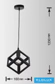 Lampa wisząca UNIVERSO 1xE27 maks. 60 W IP20 czarna D160x1230 mm