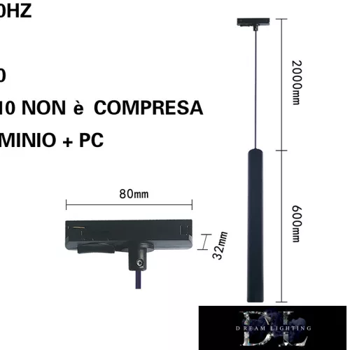 UNIVERSO Do jednofazowej szyny Suspension GU10 maks. 60 W 600 mm czarny