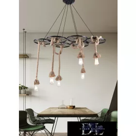   UNIVERSO Żyrandol z liny konopnej 6xE27 IP20 1100x1300mm czarny