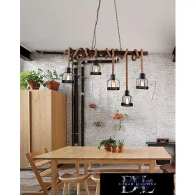   UNIVERSO Żyrandol z liny konopnej 5xE27 IP20 1000x1200mm czarny