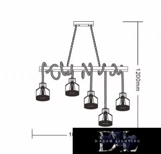 UNIVERSO Żyrandol z liny konopnej 5xE27 IP20 1000x1200mm czarny