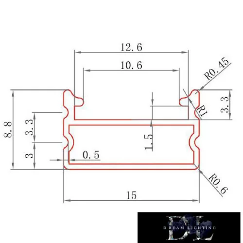 Profil aluminiowy sufitowy UNIVERSO z przezroczystą zakrzywioną płytą maskującą 2 m 15*8,8 mm