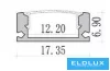 Profil sufitowy UNIVERSO z matową białą płytką maskującą 2 m 17,35 x 6,9 mm czarny
