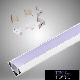   Profil aluminiowy narożny UNIVERSO z matową białą płytką maskującą 2 m 45°