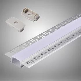  UNIVERSO wpuszczany profil aluminiowy z matową białą płytką maskującą, 2 m, 20 mm