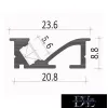 UNIVERSO Profil aluminiowy do wpuszczania w płytę gipsowo-kartonową z matową białą płytką maskującą, 2 m, 20,8*8,8 mm