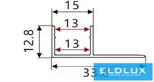 ELDLUX Profil aluminiowy + płyta pokryciowa 2000 x 34 x 13 mm
