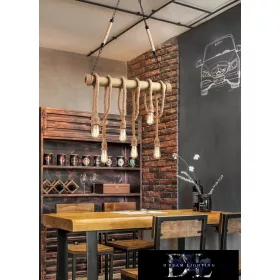   UNIVERSO Żyrandol z liny konopnej 6xE27 maks. 240 V ∅800×600 mm czarny