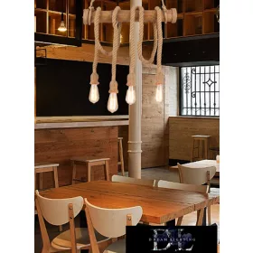  Lampa wisząca UNIVERSO z liną konopną 4xE27 maks. 240 V 600×1240 mm czarna