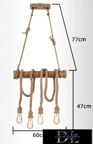 Lampa wisząca UNIVERSO z liną konopną 4xE27 maks. 240 V 600×1240 mm czarna