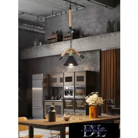   UNIVERSO Żyrandol z liny konopnej 1xE27 IP20 D290x1200mm czarny