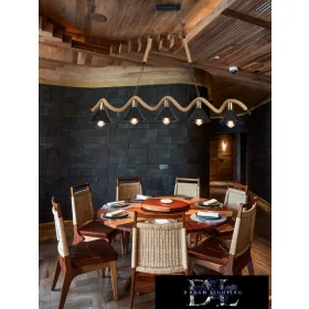   UNIVERSO Żyrandol z liny konopnej 5xE27 IP20 1350x1100mm czarny