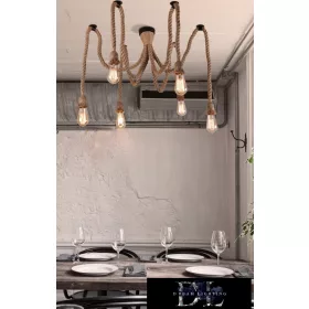   Lampa wisząca UNIVERSO z konopnego sznura 6xE27 maks. 240 V 1200 mm czarna