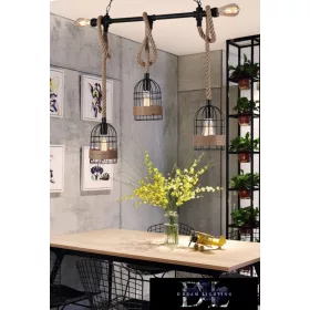   UNIVERSO Żyrandol z liny konopnej 5xE27 IP20 790x1200mm czarny
