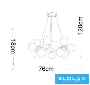 UNIVERSO Lampa wisząca 15xG9 maks. 10 W D760x180x1200 mm IP20 Stare złoto