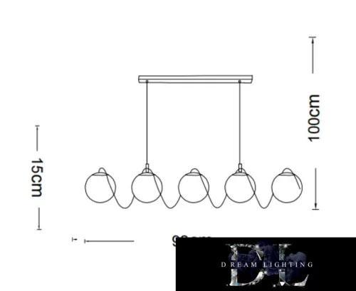 Lampa wisząca UNIVERSO 5xG9 maks. 10 W 920 x 150 x 1000 mm IP20 Stare złoto