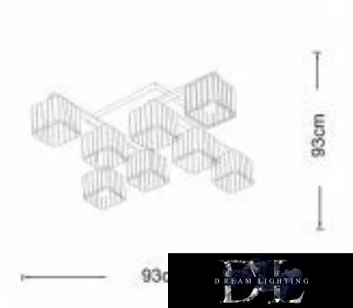 UNIVERSO Lampa sufitowa 8xE27 Max.60W 930x930mm czarna