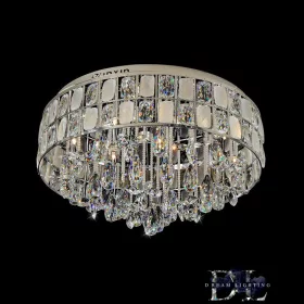   ELDLUX Kryształowa lampa sufitowa Chrom LED 15×5W 4000k IP20 ∅650x390mm