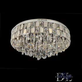   ELDLUX Kryształowa lampa sufitowa Chrom LED 22×5W 4000k IP20 ∅800x390mm