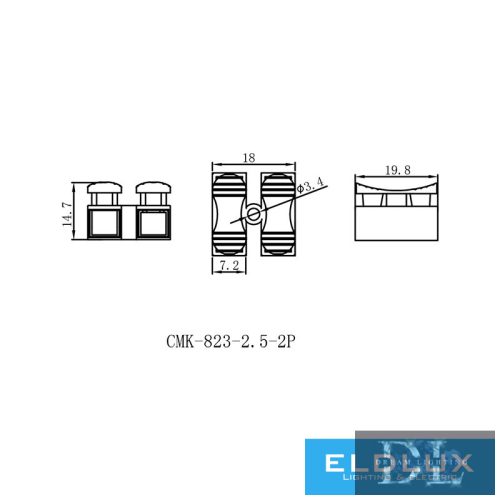 Złącze kablowe ELDLUX 2-biegunowe (sprężynowe 2,5 mm²) 100 szt./opakowanie