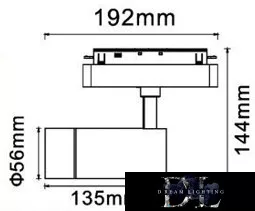 UNIVERSO Magnetyczny reflektor punktowy montowany na szynie DC:48V 14W 1190LM 3000K RA90 IP20 192x144x56mm Czarny