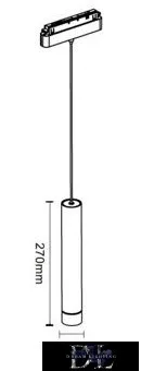 UNIVERSO Magnetyczny łącznik wiszący do montażu na szynie DC:48V 8W 680LM 4000K RA90 IP20 D41x270mm Czarny