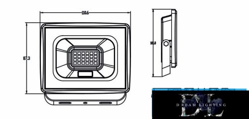 Reflektor LED UNIVERSO 20 W 1800 lm 6500 K IP65 czarny 101 x 110 x 22 mm