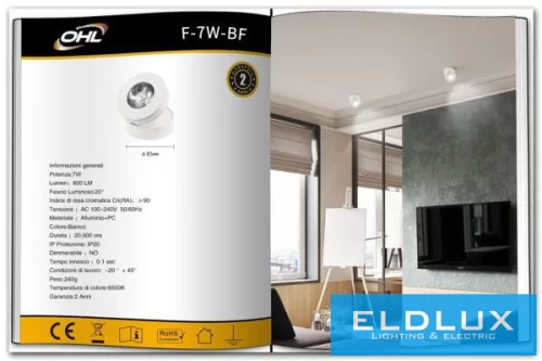 UNIVERSO Reflektor ścienny 7 W 600 lm 6500 K 20° IP20 biały D85x100 mm