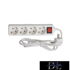   ELDLUX Przedłużacz z włącznikiem, 4 gniazda, 5 m x 1,5㎟, IP20, biały