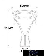 UNIVERSO Głowica lampy ogrodowej 100 W 9300 lm 4000 K IP65 czarna D500x520 mm