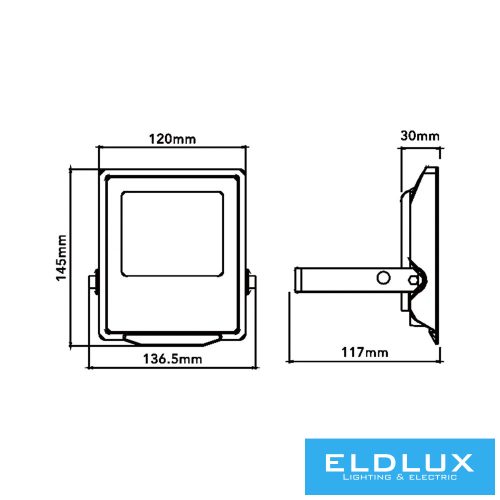 Reflektor LED UNIVERSO 30 W 2810 lm CCT.kap 120° 136 x 145 x 30 mm IP66 szary 3 lata