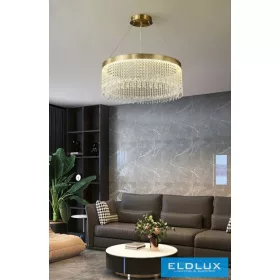  UNIVERSO Żyrandol ze szkła kryształowego 27 W 2160 lm 6500 K złoty D500x1200 mm