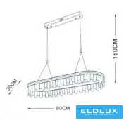 UNIVERSO Żyrandol z kryształowego szkła 50 W 4000 lm CCT różowe złoto 800 x 300 x 1500 mm