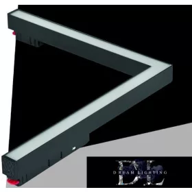   UNIVERSO Lampa liniowa w kształcie litery L z mocowaniem magnetycznym do szyny DC:48V 24W 1800LM 3000K RA90 IP20 312x282mm Czarny