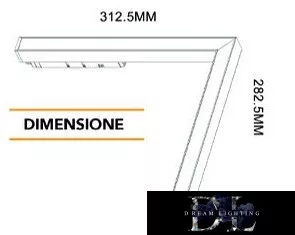 UNIVERSO Lampa liniowa w kształcie litery L z mocowaniem magnetycznym do szyny DC:48V 24W 1800LM 3000K RA90 IP20 312x282mm Czarny