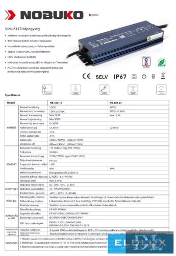 Zasilacz zewnętrzny LED NOBUKO serii B 12 V 300 W IP67 