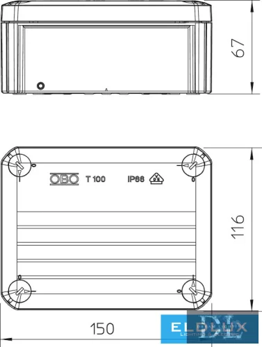 OBO Puszka przyłączeniowa IP66 151x117x67 jasnoszara