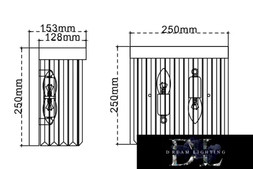 ELDLUX ELDICICLE kinkiet ze szkła kryształowego E14×2 D250X250mm złoty